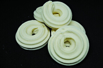 sago keju or cheese sago cookies isolated in black background