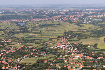 Landscape from Avala Tower near city of Belgrade, Serbia