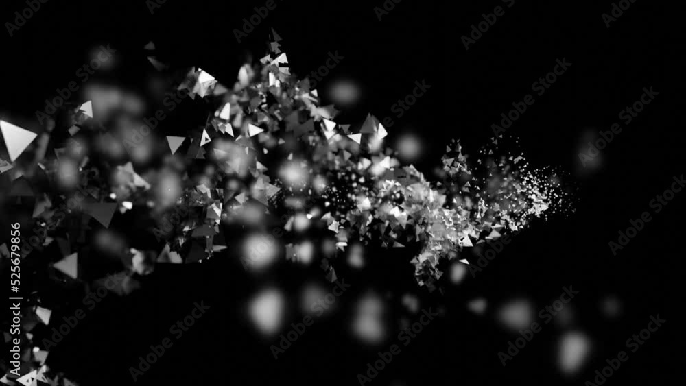 Poster Black background. Design.Light candy in bright computer graphics that fly in different directions continuously.