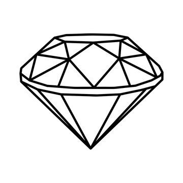 Diamond linear vector. hand-drawn brilliant. Abstract black diamond icon. Linear outline sign. Vector diamonds logo design.