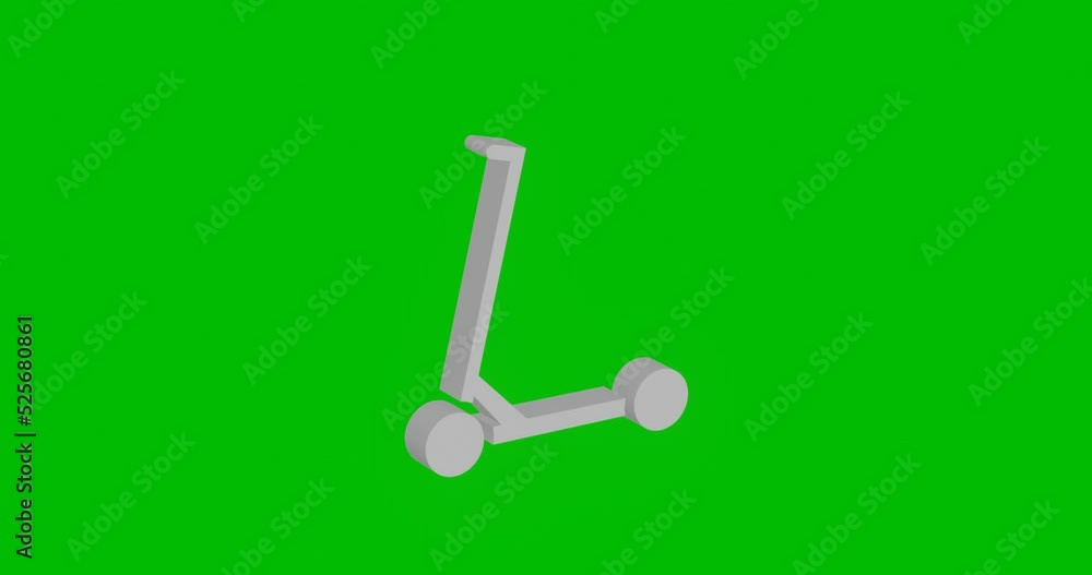 Poster animation of rotation of a white kick scooter symbol with shadow. simple and complex rotation. seaml