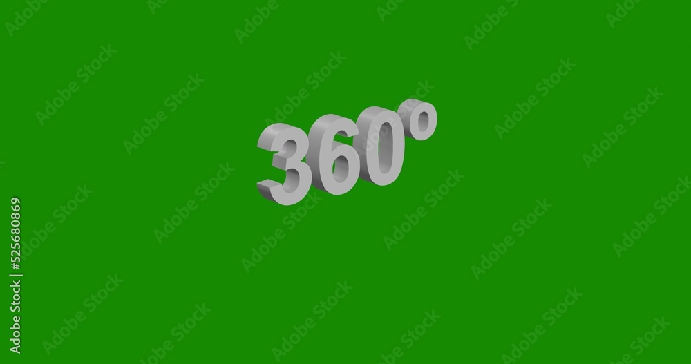 Poster isolated realistic white 360 degree symbol front view with shadow. 3d illustration on green chroma k