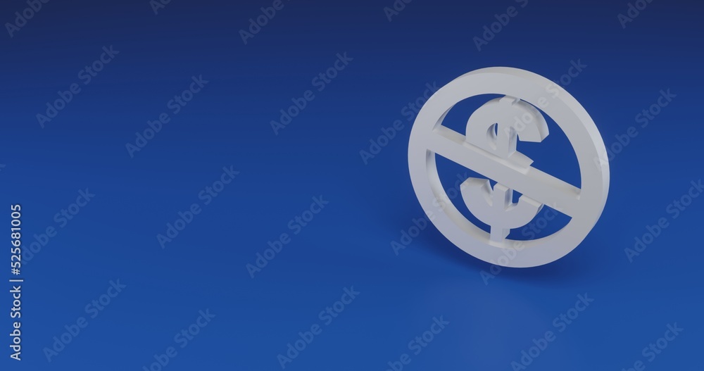 Poster isolated realistic white no dollar symbol with shadow. located on the right side of the scene. 3d il