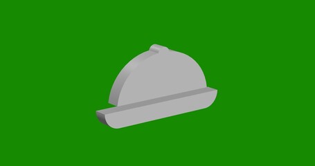 Isolated realistic white cloche symbol front view with shadow. 3d illustration on green chroma key background