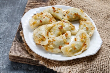 A portion of traditional polish dumplings.