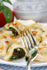 A portion of traditional polish dumplings.