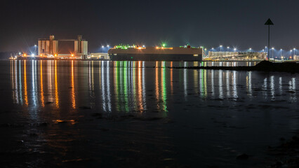 Harbour lights reflected in the river Itchen