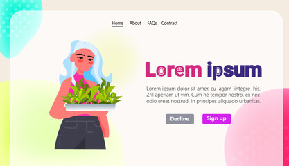 carbon credit concept woman holding green plants responsibility of co2 emission environmental conservation