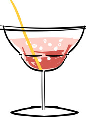 Hand drawn Summer Cocktail Drinks beach club illustrations element PNG file