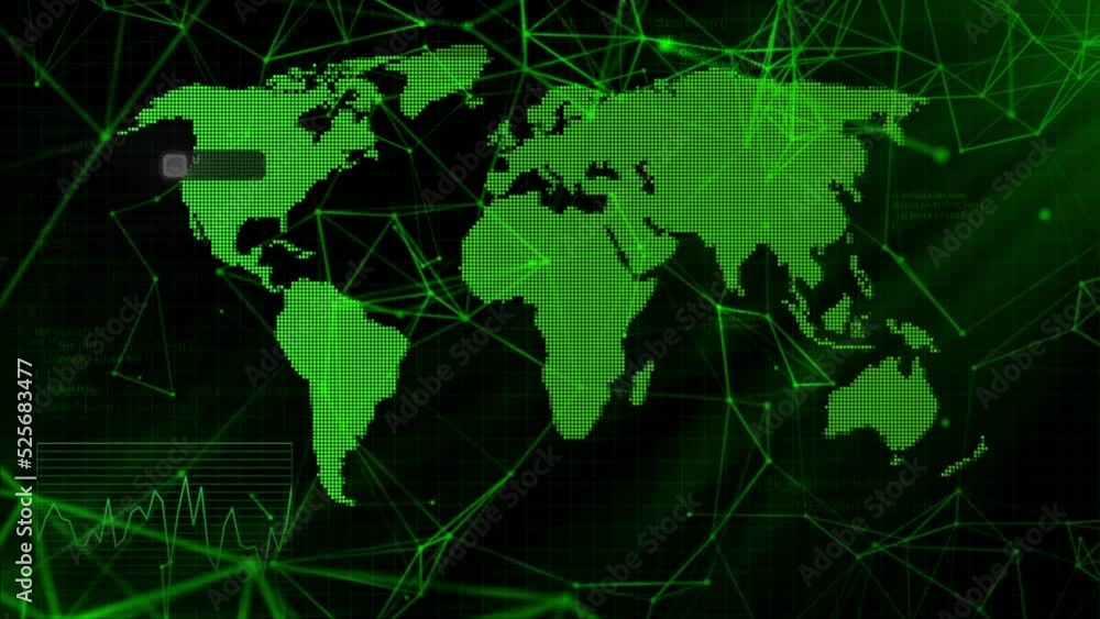 Poster gray and green graph. motion.shown is a world map with a population that is shown in numbers in each