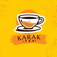 Karak Milk Chai Illustration On Organic Background. Spicy Hot Tea Design Element Vector Design	