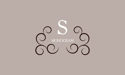 Elegant monogram design template for the letter S. Calligraphic exquisite ornament. Business sign, identity monogram for restaurant, boutique, cafe, etc