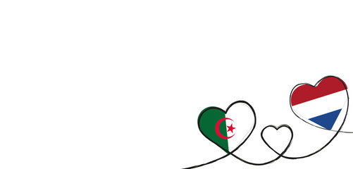 Drei verbundene Herzen mit der Flagge der Niederlande und Algerien