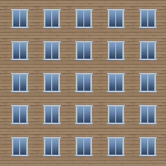 Seamless pattern of blue window frames on brown background.