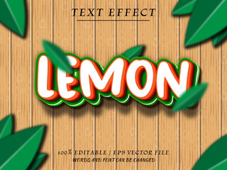 3D Lemon Vector Text Effect. Mockup Editable Text Effect