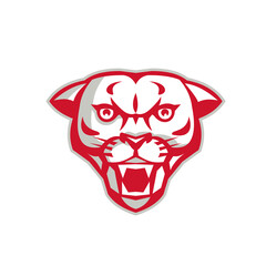 Fototapeta premium Angry Cougar Mountain Lion Head Retro