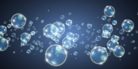 	
White beautiful bubbles on a transparent background vector illustration. Bubble.