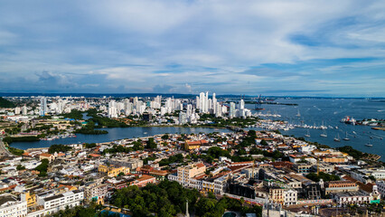 Fototapeta na wymiar Horizon View Cartagena Colombia Drone Footage, beauty