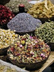 Spices in Baku market - Azerbaijan: seeds and other plant substance primarily used for flavoring or...