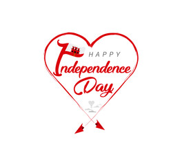 happy independence day of Gibraltar. Airplane draws cloud from heart. National flag vector illustration on white background.