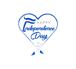 happy independence day of Honduras. Airplane draws cloud from heart. National flag vector illustration on white background.