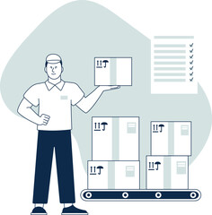 Shipping boxes check. Cargo delivery control concept