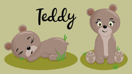 Cute little teddy bear set