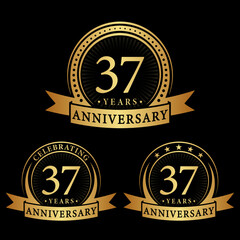 37 years anniversary logo collections. Set of 37th Anniversary logotype template. Vector and illustration.