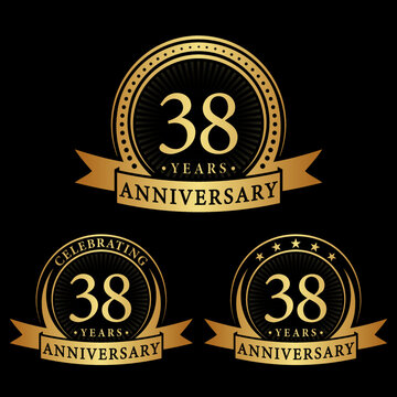 38 years anniversary logo collections. Set of 38th Anniversary logotype template. Vector and illustration.