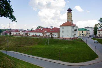 Grodno, Belarus. Fire tower and city buildings near the Old Castle.