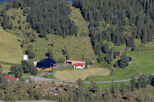 Hongset farm seen from the mountain Gravtinden in Velfjord,Helgeland,Nordland ,Norway,scandinavia,Europe