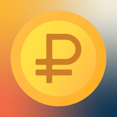 Ruble coin icon on a gradient background. Concept Currency exchange, Business financial investment and Stock Market investment. Russian Coin. Bank payment. Symbol Ruble token. Cash sign. Money Gold