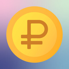 Ruble coin icon on a gradient background. Russian Coin. Bank payment. Symbol Ruble token. Money Gold. Concept Currency exchange, Business financial investment and Stock Market investment. Cash sign
