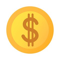 Fototapeta premium Golden flat dollar with gradient. Icon dollar symbol money. USDT token. Currency exchange, business financial investment and stock market investment. Realistic 3D coin vector illustration.