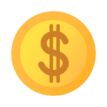 Golden flat dollar with gradient. Icon dollar symbol money. USDT token. Currency exchange, business financial investment and stock market investment. Realistic 3D coin vector illustration.
