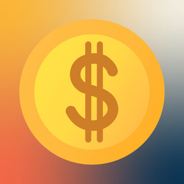 Golden flat dollar with gradient. Icon dollar symbol money. USDT token. Currency exchange, business financial investment and stock market investment. Realistic 3D coin vector illustration