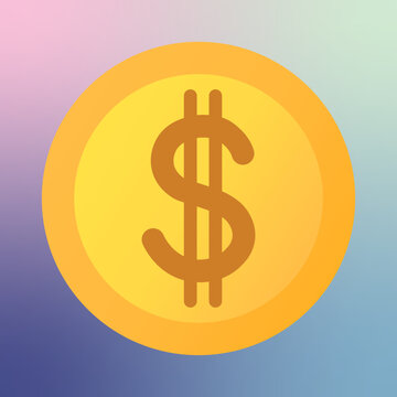 USDT token. Golden flat dollar with gradient. Icon dollar symbol money. Realistic 3D coin vector illustration. Currency exchange, business financial investment and stock market investment.