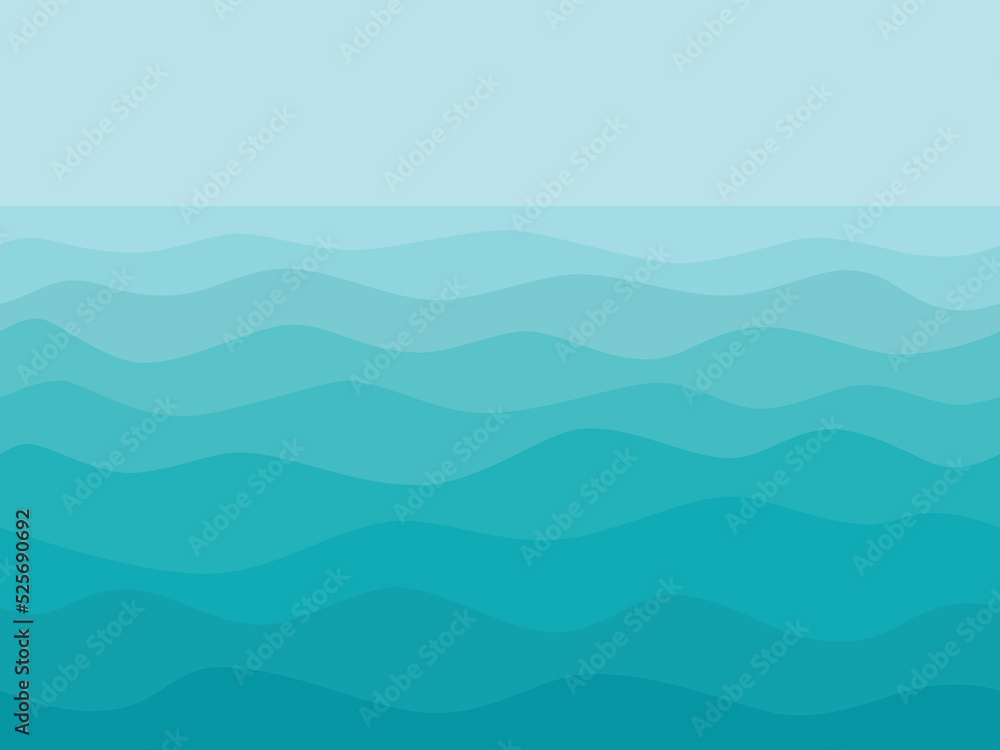 Wall mural abstract vector seamless background with blue waves. vector blue pattern.