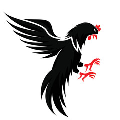 Vector logo illustration of a rooster jumping
