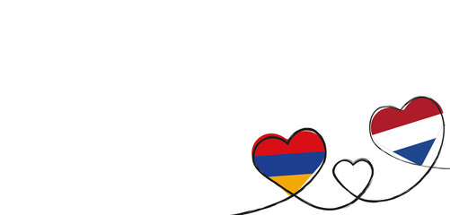 Drei verbundene Herzen mit der Flagge der Niederlande und Armenien