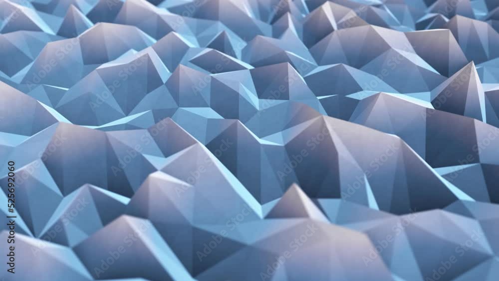 Aufkleber realistic dof camera abstract looping 3d animation of the stylized snowy peaks mountains moving poly