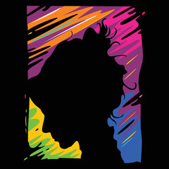 Silhouette vector illustration of a girl in a painting