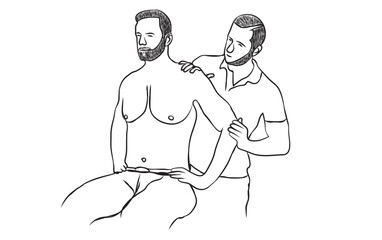 The vector of anterior slide test of the shoulder. -The patient's arm is pulled anteriorly to apply a gliding force to the glenohumeral joint. If an audible click is heard during the movement