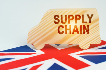 On the flag of Great Britain there is a truck with an inscription - SUPPLY CHAIN