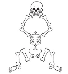 Funny cartoon dancing skeleton. Cute graphics for Halloween. Resume isolated illustration on white background.