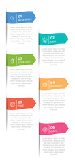 Vertical infographic design with icons and 6 options or steps. Thin line. Infographics business concept. Can be used for info graphics, flow charts, presentations, mobile web sites, printed materials.