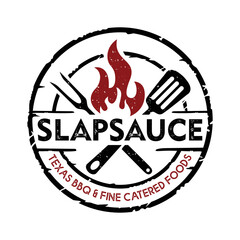 BBQ and grill vector logo illustration in rustic style