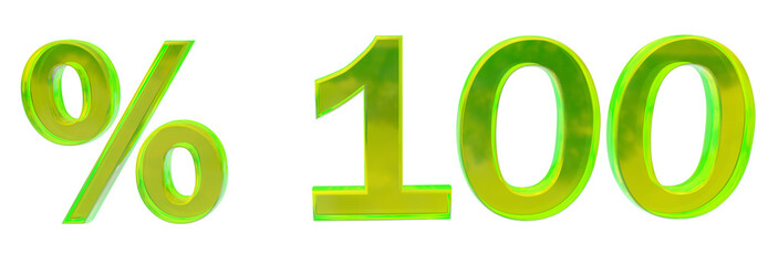 Percent symbol, transparent background. 3D illustration.