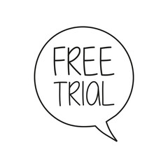 Free trial yellow cartoon, hand draw speech bubble