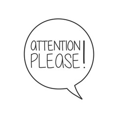 attention please retro speech bubble